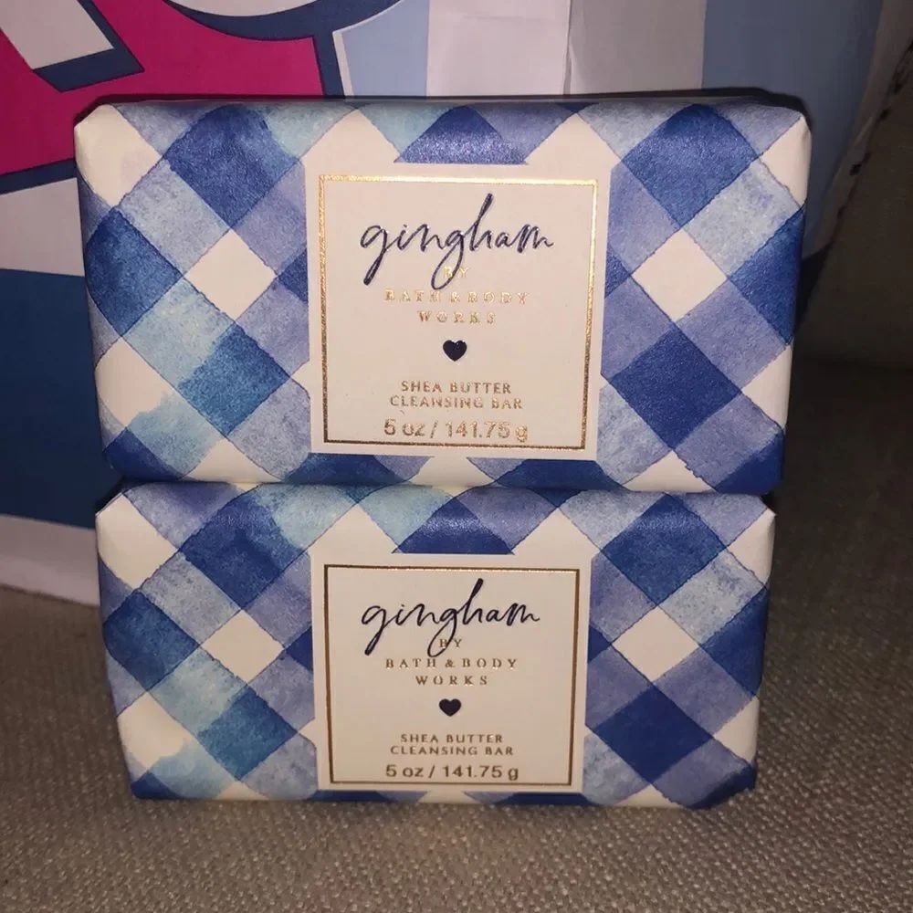 2 New Gingham SHEA BUTTER CLEANSING BARS